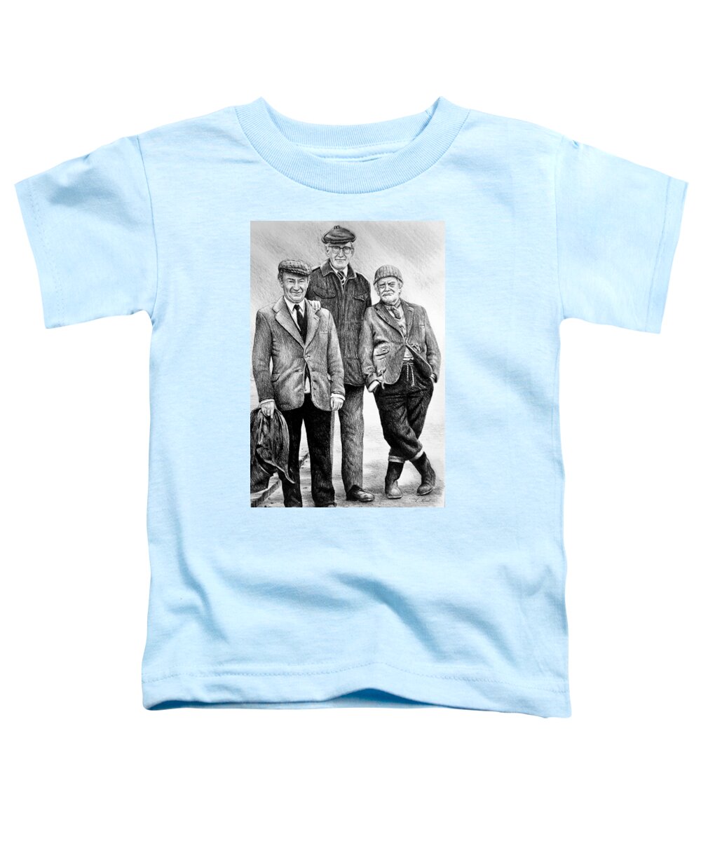  Last Of The Summer Wine Toddler T-Shirt featuring the painting Compo Clegg and Foggy 2 by Andrew Read