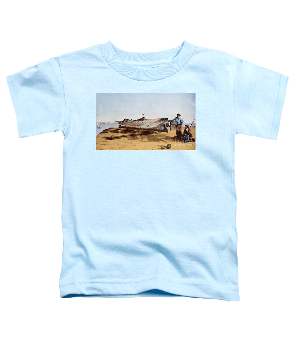 Submarine Toddler T-Shirt featuring the painting Confederate submarine, Hunley by Conrad Wide Chapman