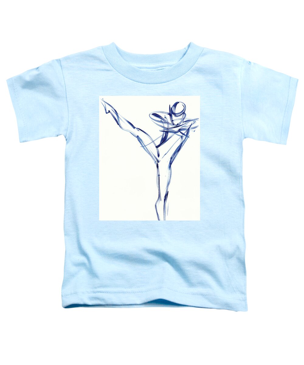 Dancer Toddler T-Shirt featuring the painting Contemporary Ballet Dancer, Blue by Judith Kunzle