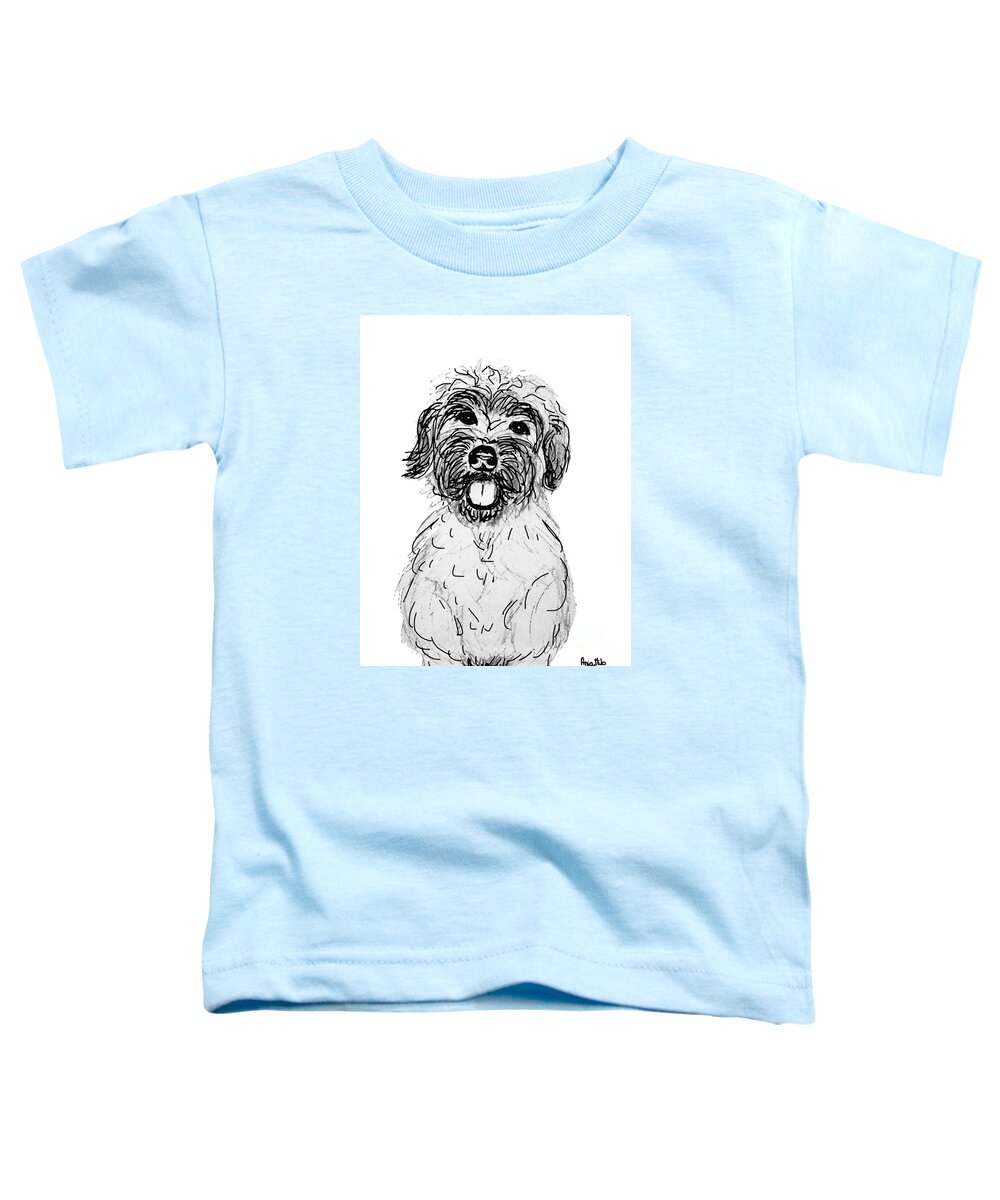 Dog Toddler T-Shirt featuring the digital art Dog Sketch in Charcoal 6 by Ania M Milo