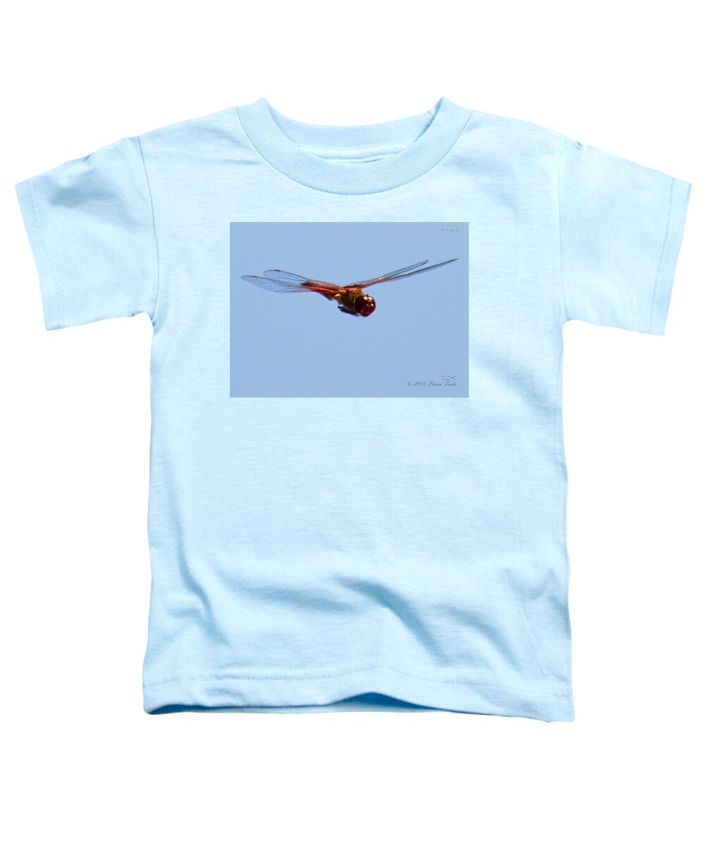 Dragonfly Toddler T-Shirt featuring the photograph Dragonfly In Flight Close Up by Brian Tada