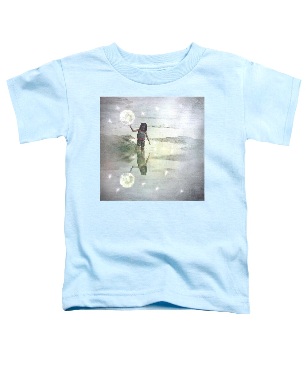 Girl Toddler T-Shirt featuring the digital art To Touch the Moon by Melissa D Johnston
