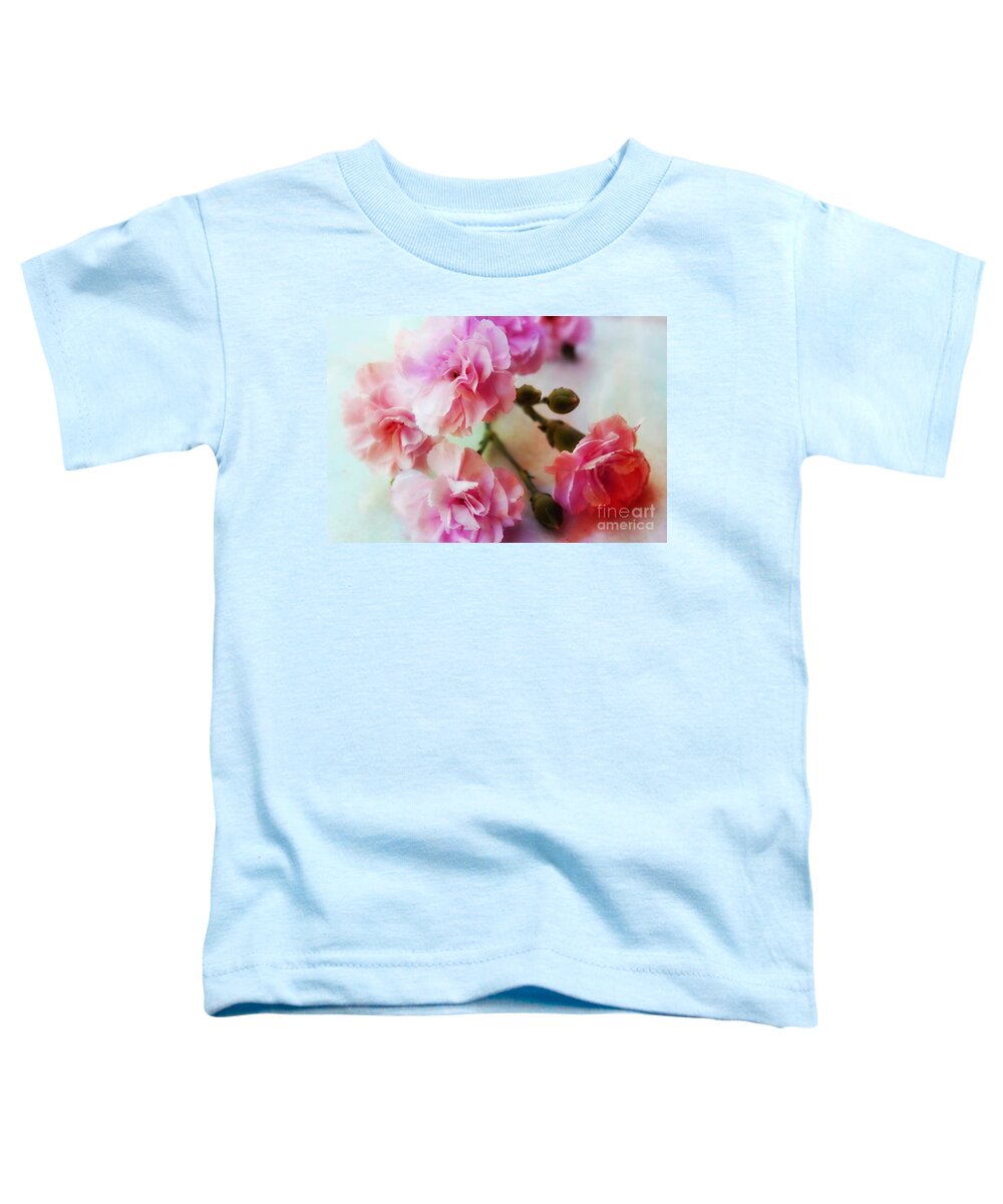 Pink Carnations Toddler T-Shirt featuring the photograph Dreamy Carnations by Clare Bevan