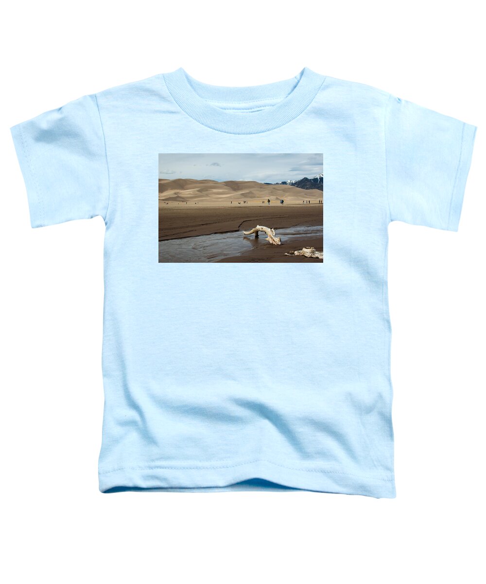Great Sand Dunes Toddler T-Shirt featuring the photograph Drift Wood And Dunes by Stephen Holst