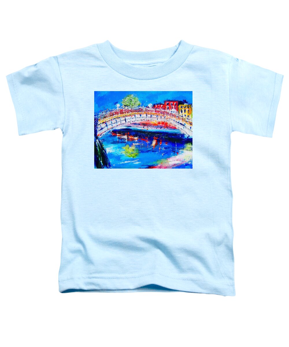 Semi Abstract Toddler T-Shirt featuring the painting WALL ART dublin halfpenny liffey bridge impressionist by Mary Cahalan Lee - aka PIXI
