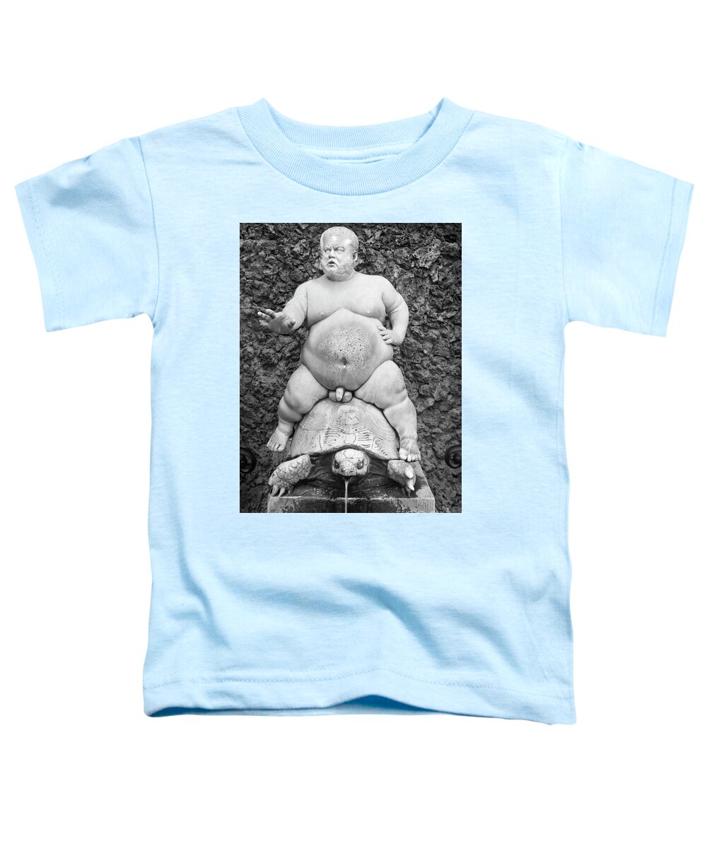 Boboli Gardens Toddler T-Shirt featuring the photograph Dwarf On Turtle by Granger