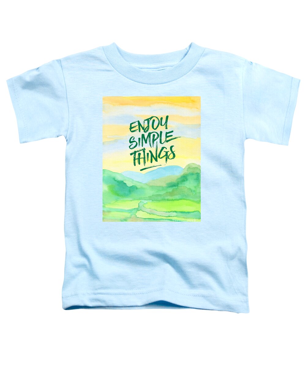 Rice Paddies Toddler T-Shirt featuring the painting Enjoy Simple Things Rice Paddies Watercolor Painting by Beverly Claire Kaiya