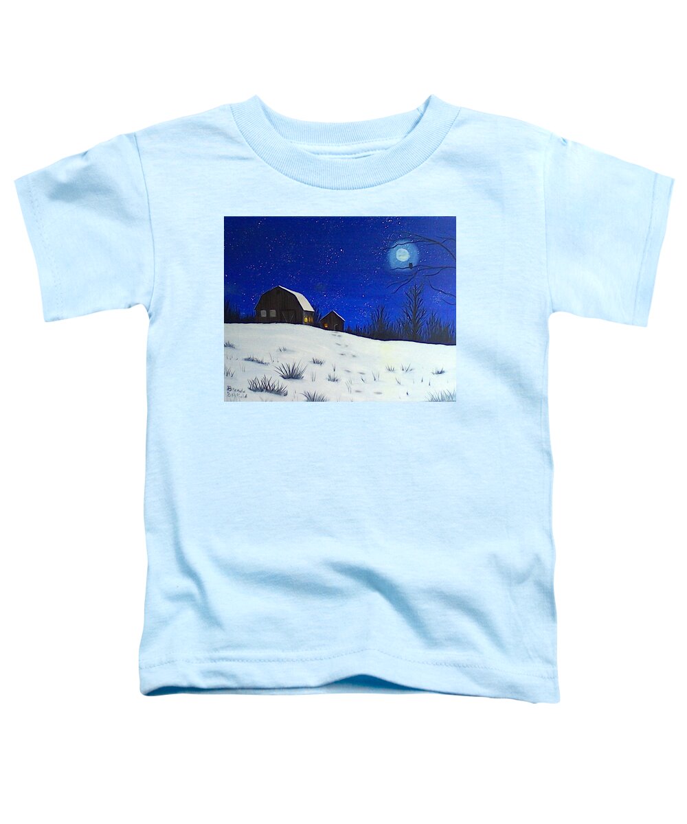 Barn Toddler T-Shirt featuring the painting Evening Chores by Brenda Bonfield