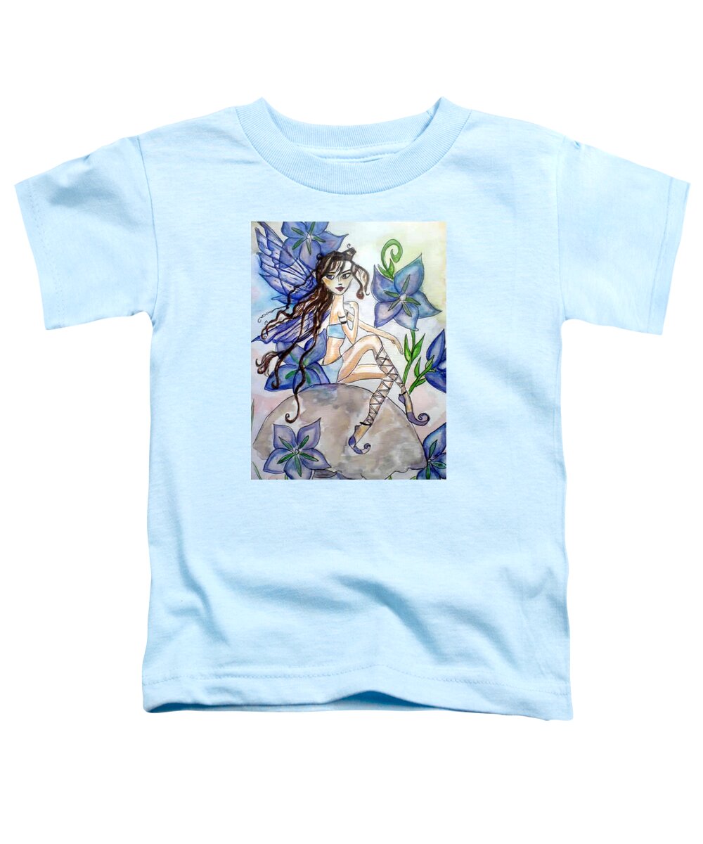 Fairy Toddler T-Shirt featuring the painting Fairy Blue by AHONU Aingeal Rose