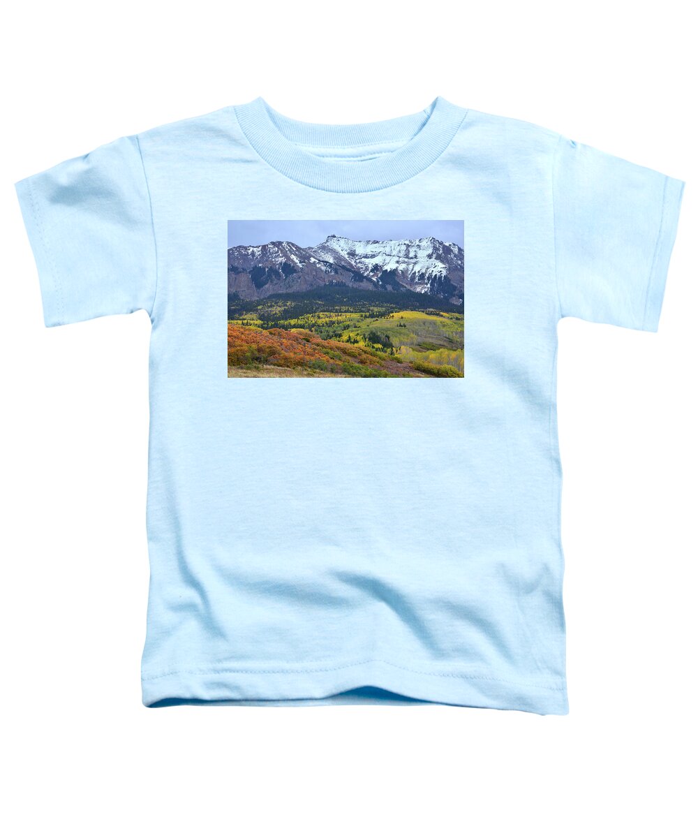 Colorado Toddler T-Shirt featuring the photograph Fall Color Comes to Hillsides along Last Dollar Road by Ray Mathis