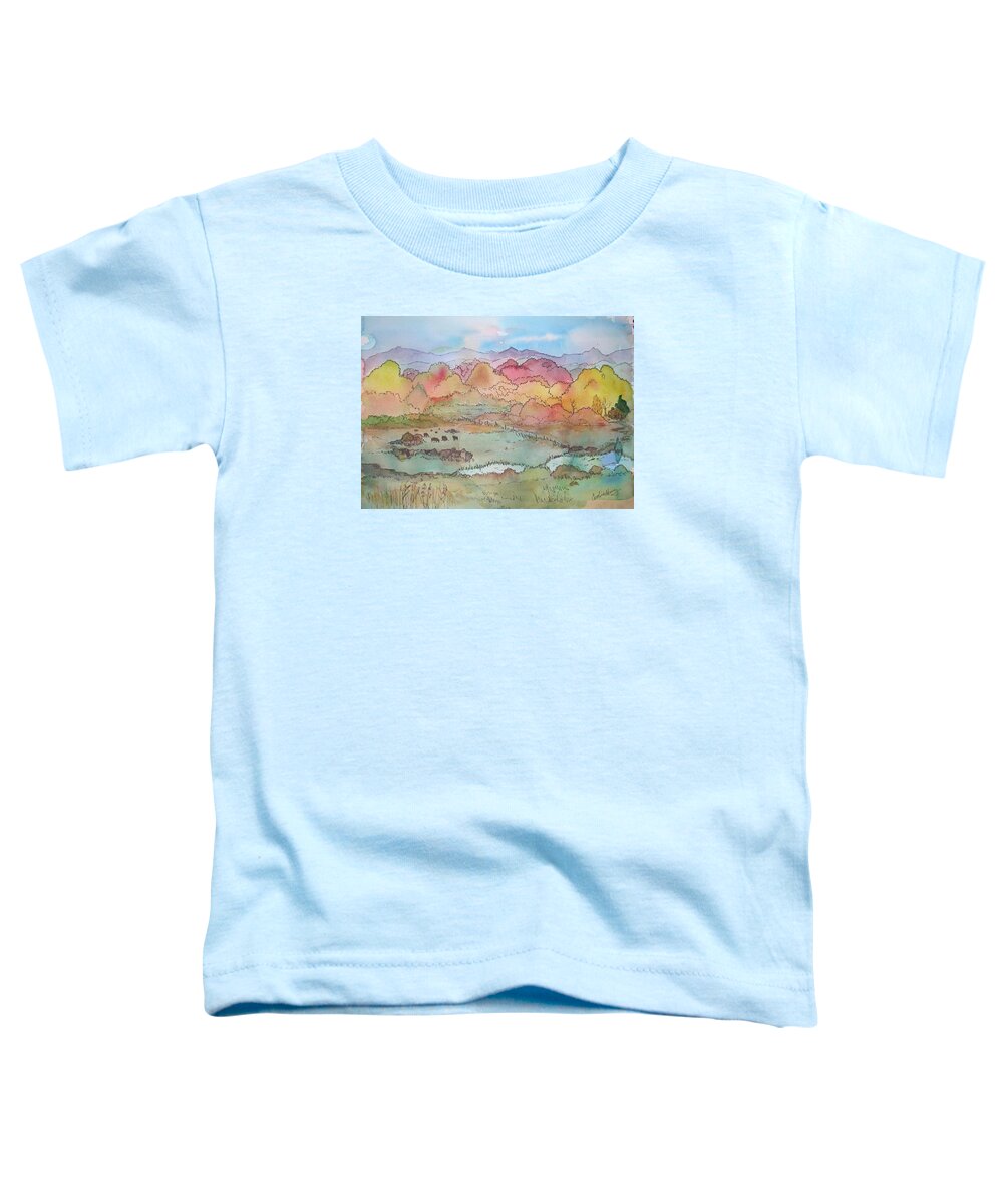 Autumn Toddler T-Shirt featuring the painting Fall in the eastern Sierra by Caroline Henry