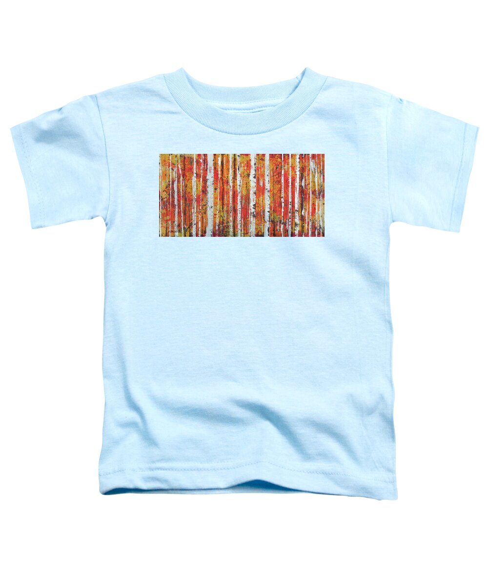 Landscape Toddler T-Shirt featuring the painting Fall Woods by Rhodes Rumsey