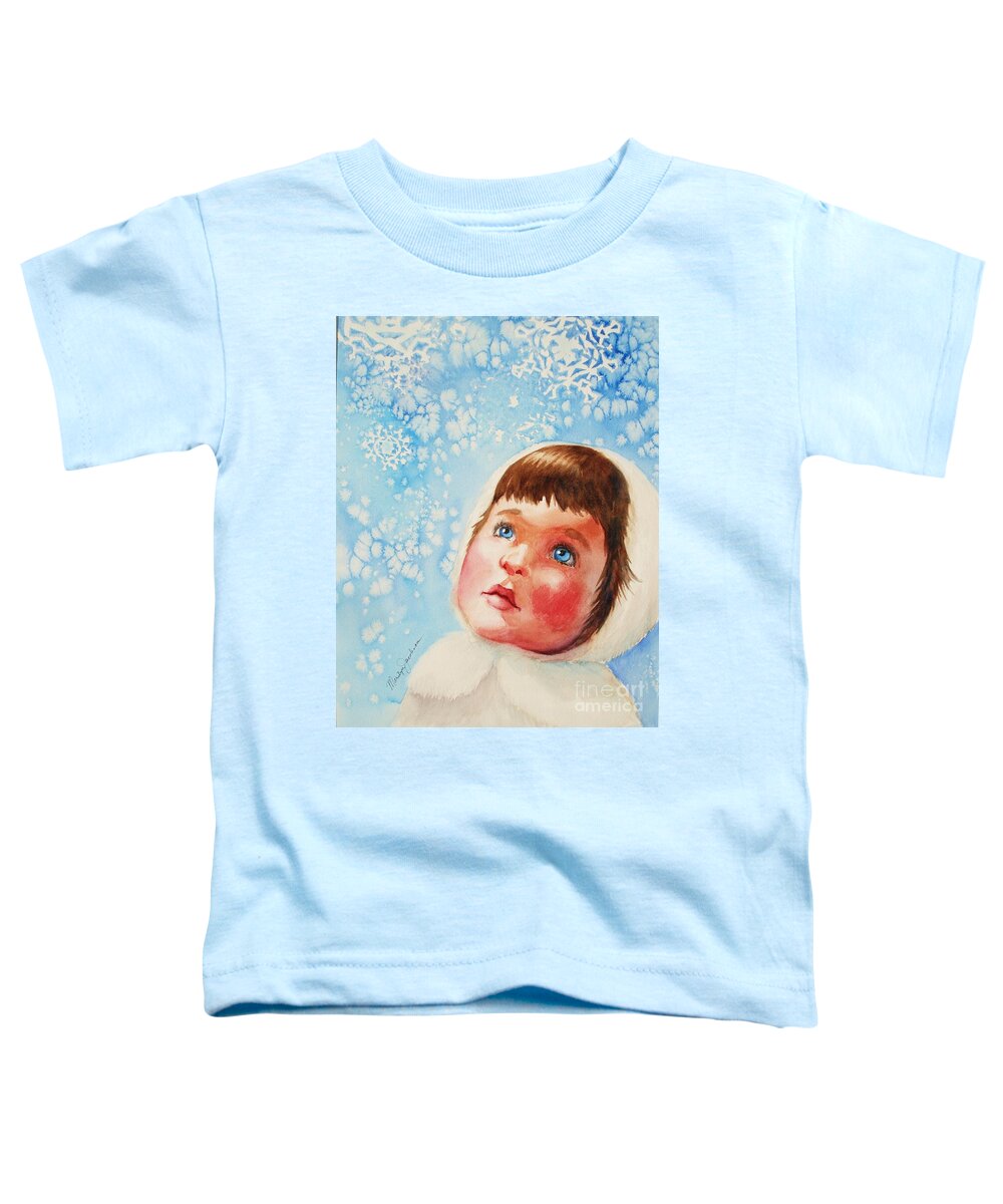 Snow Toddler T-Shirt featuring the painting First Snowfall by Marilyn Jacobson