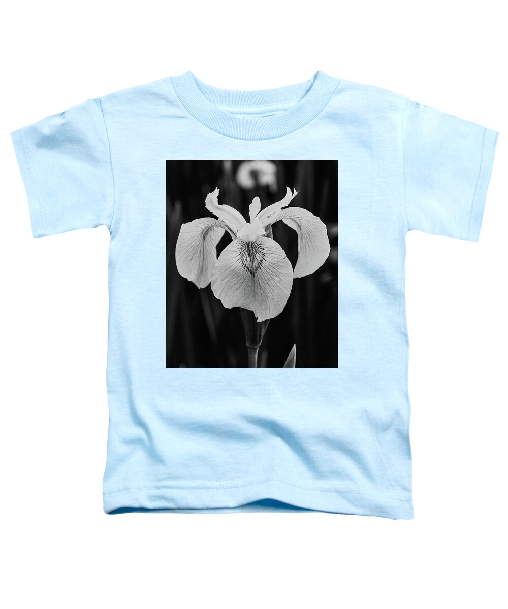 Iris Toddler T-Shirt featuring the photograph Flag Iris Black and White by Jeff Townsend