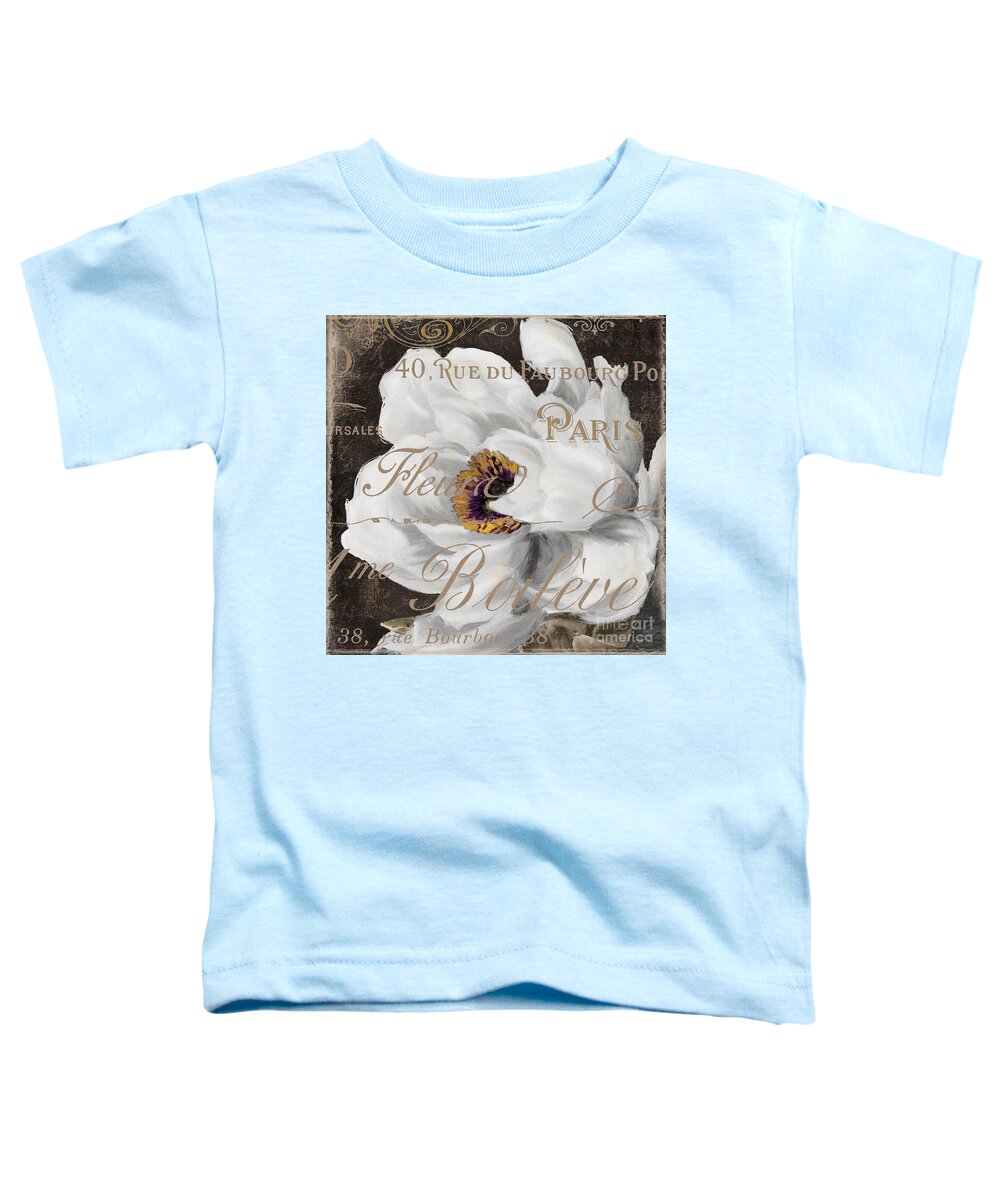 White Peony Toddler T-Shirt featuring the painting Fleurs Blanc by Mindy Sommers