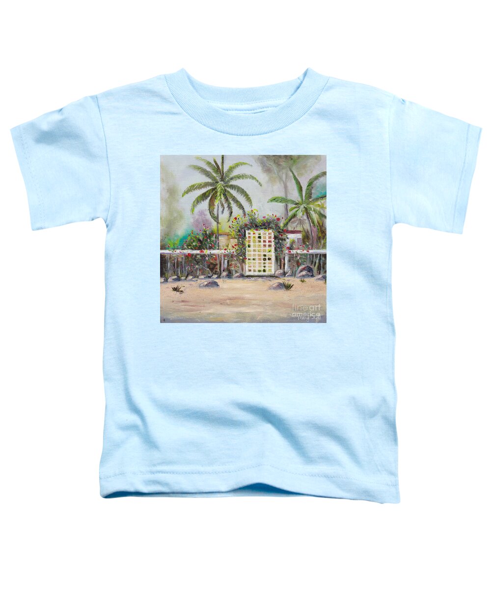 Sand Toddler T-Shirt featuring the painting Foggy Morning by Mary Scott