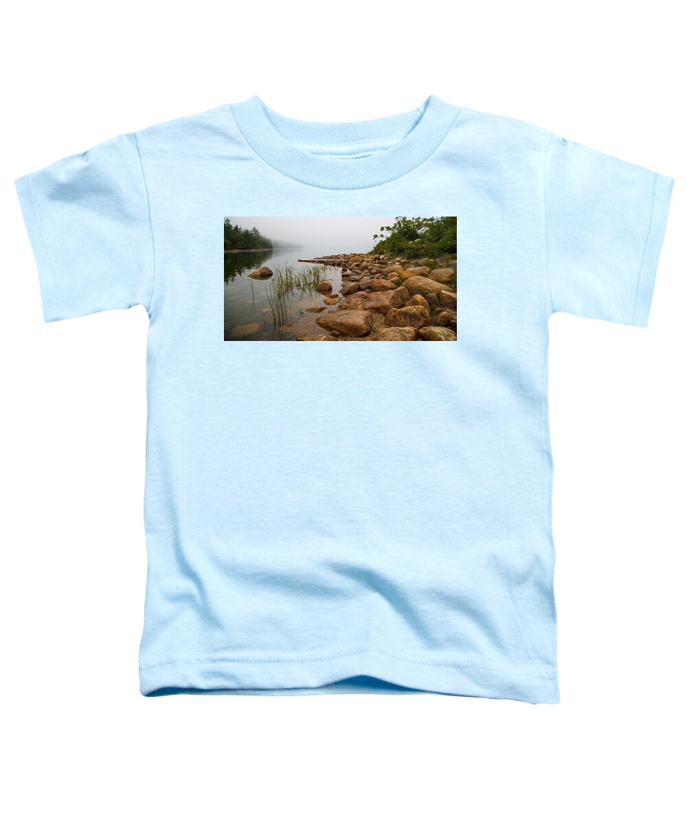 Jordan Pond Toddler T-Shirt featuring the photograph Foggy Morning on Jordan Pond by Kevin Craft