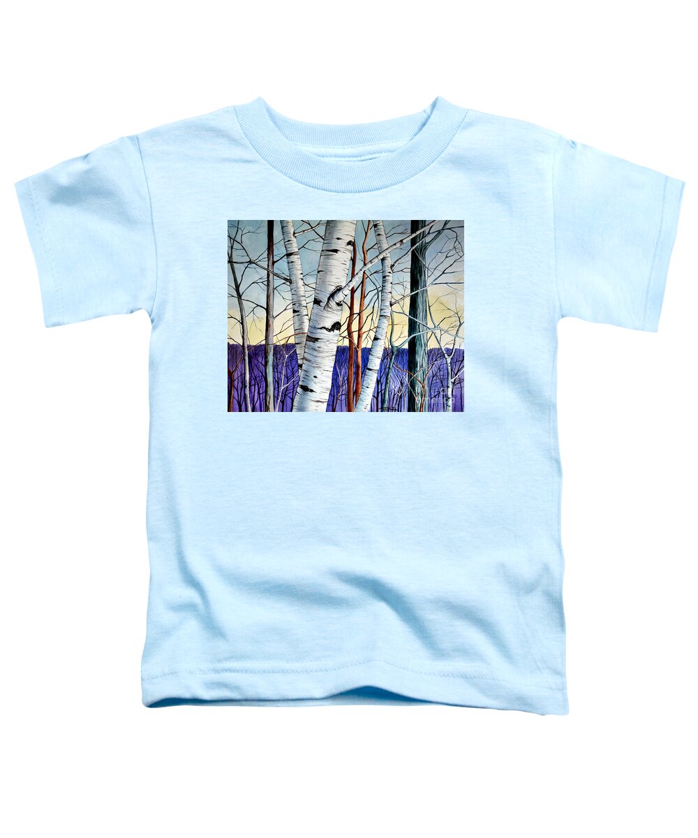 Birch Toddler T-Shirt featuring the painting Forest of trees by Christopher Shellhammer