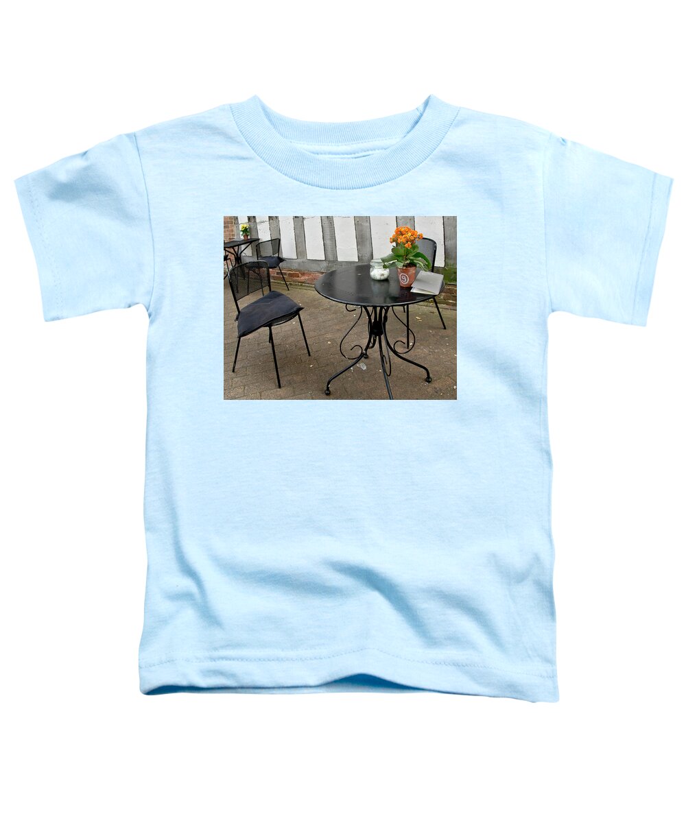 Seats Toddler T-Shirt featuring the photograph Free seats in a street cafe by Elena Perelman