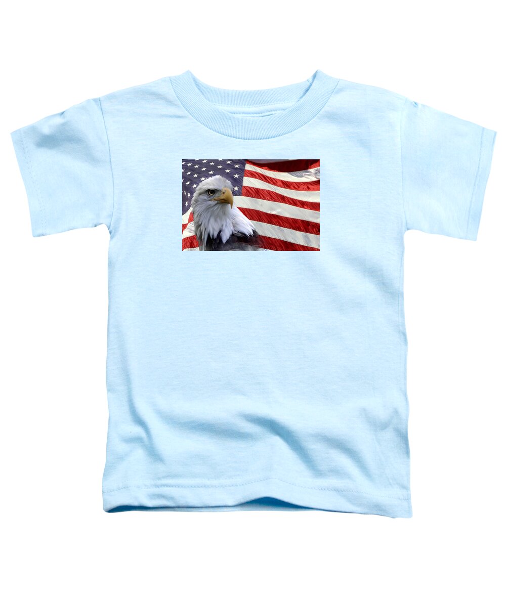 America Toddler T-Shirt featuring the photograph  Flag Freedom Eagle by Ann Bridges