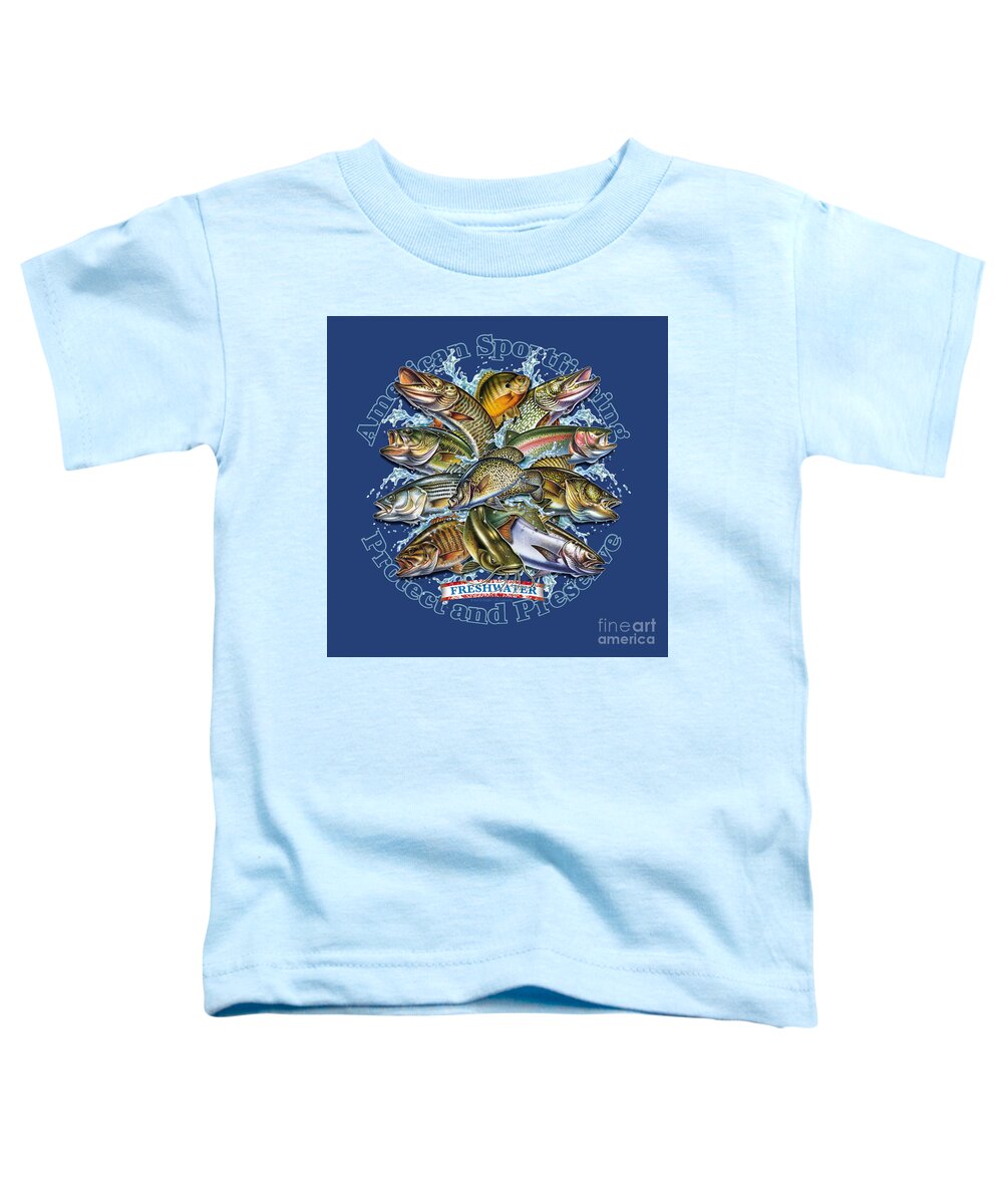 Jon Q Wright Toddler T-Shirt featuring the painting Freshwater Fish Preserve by JQ Licensing