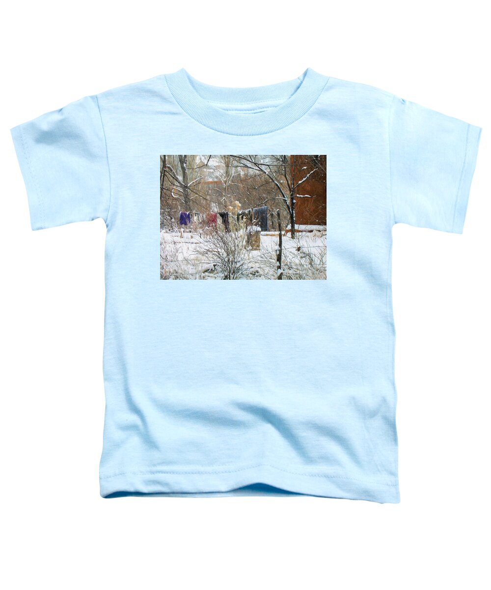 Frozen Toddler T-Shirt featuring the photograph Frozen Laundry by Lou Novick