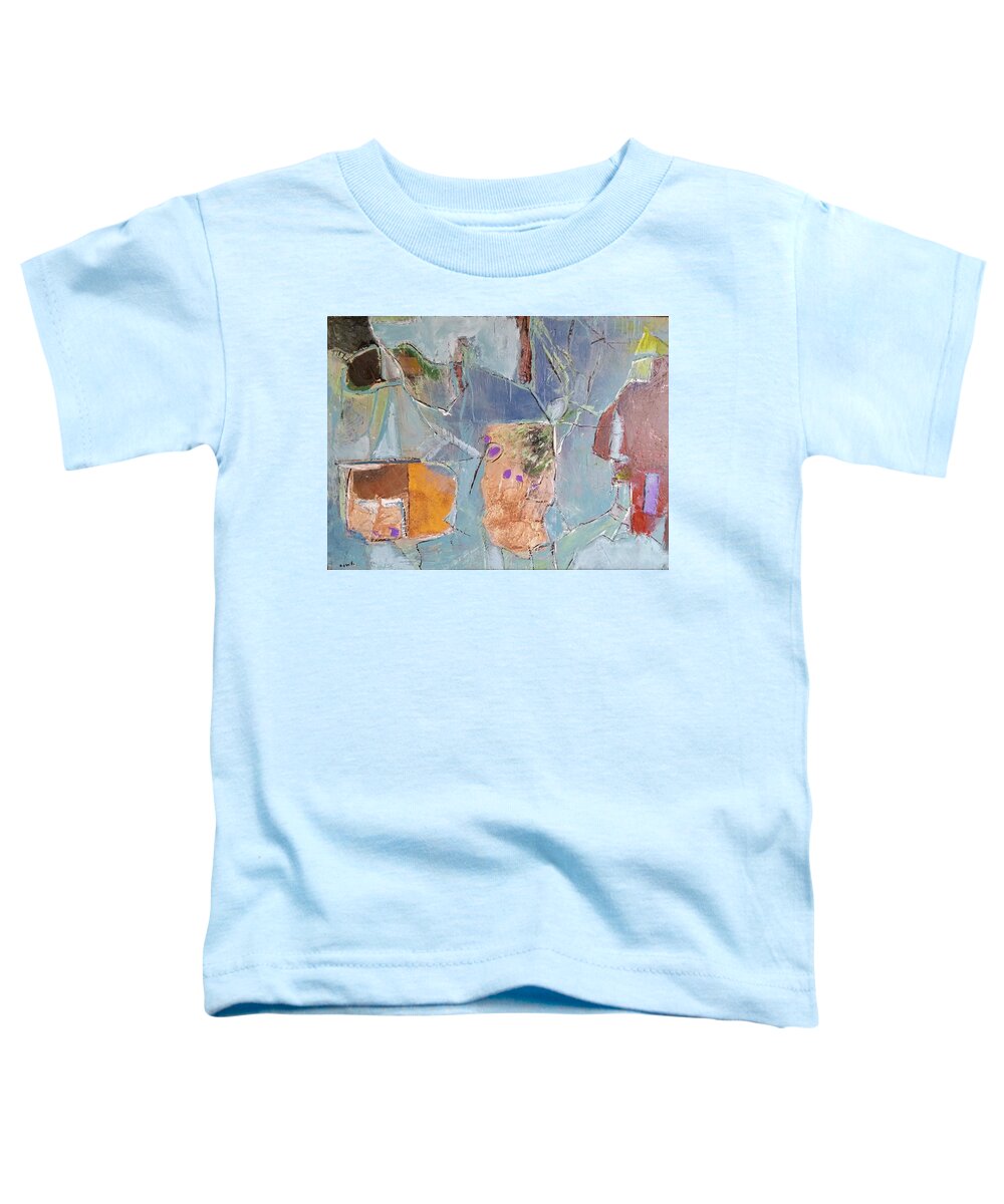 Abstract Mixed Mediums Interconnections In A Cosmic Dance Toddler T-Shirt featuring the painting Future World by Renee Rowe