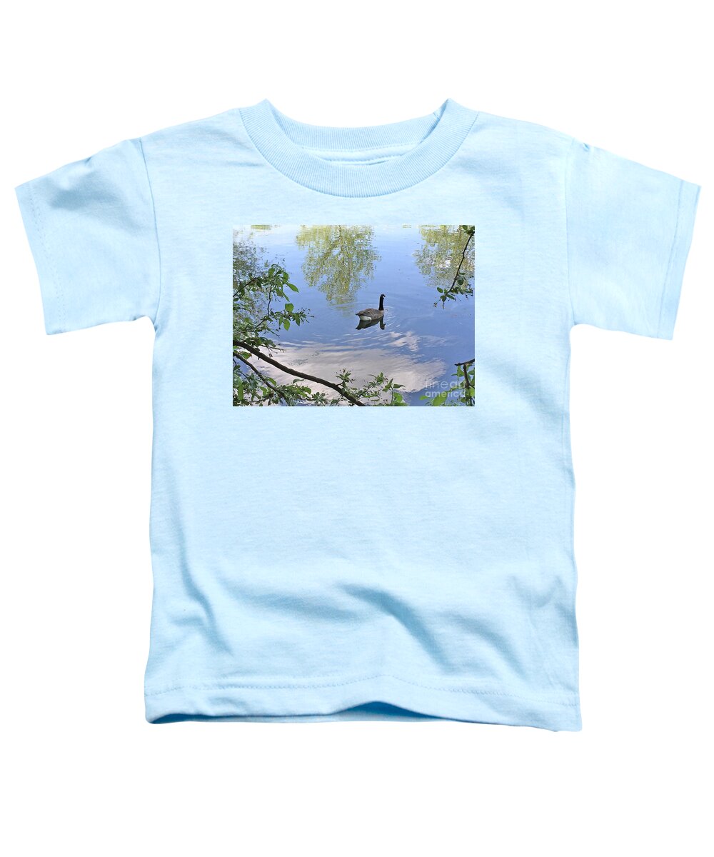 Nature Toddler T-Shirt featuring the photograph Gliding Goose by Barbara Plattenburg