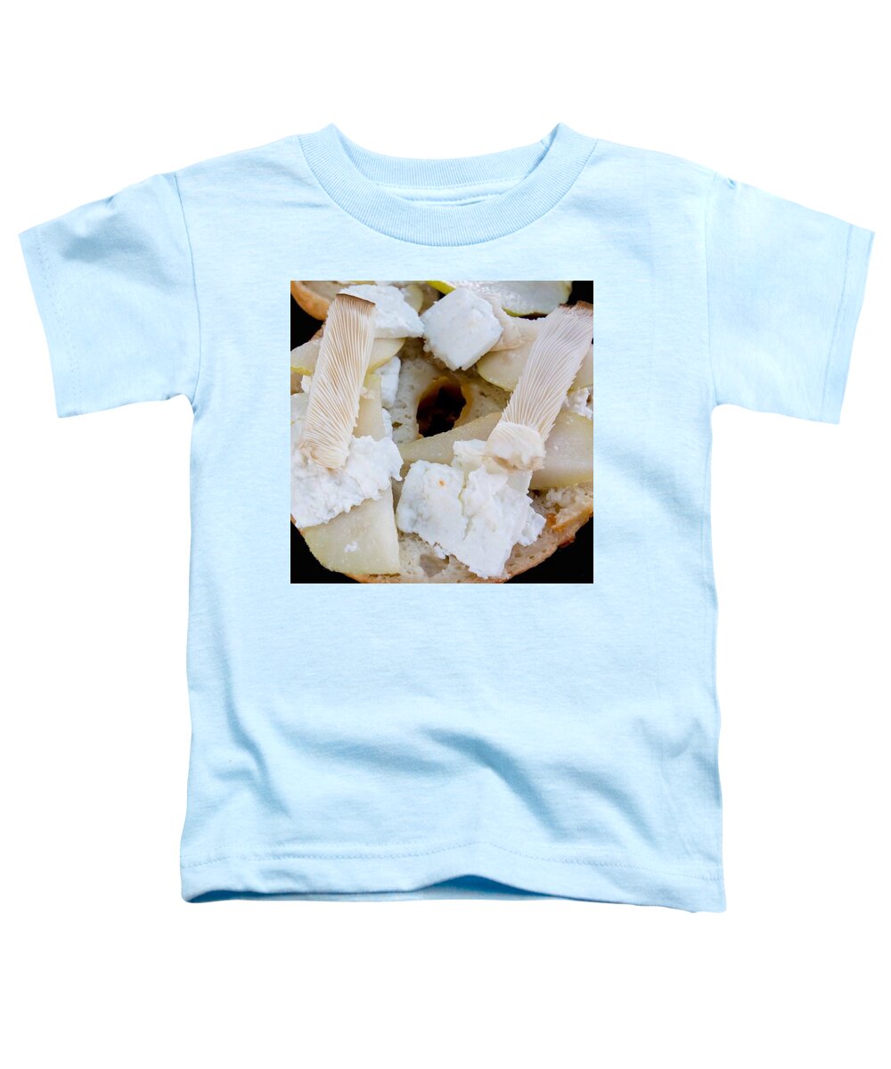 Cheese Toddler T-Shirt featuring the photograph Gluten Free Bagel With Fresh Mushrooms by Michael Moriarty