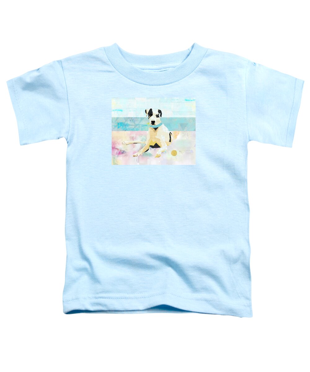Great Dane Toddler T-Shirt featuring the mixed media Great Dane at the beach by Claudia Schoen