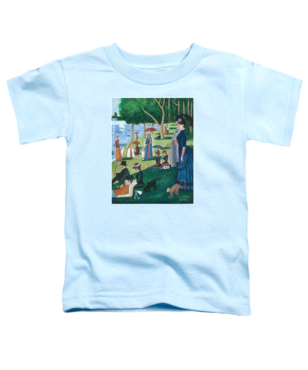 Guadalupe Toddler T-Shirt featuring the painting Guadalupe visits Seuart by James RODERICK