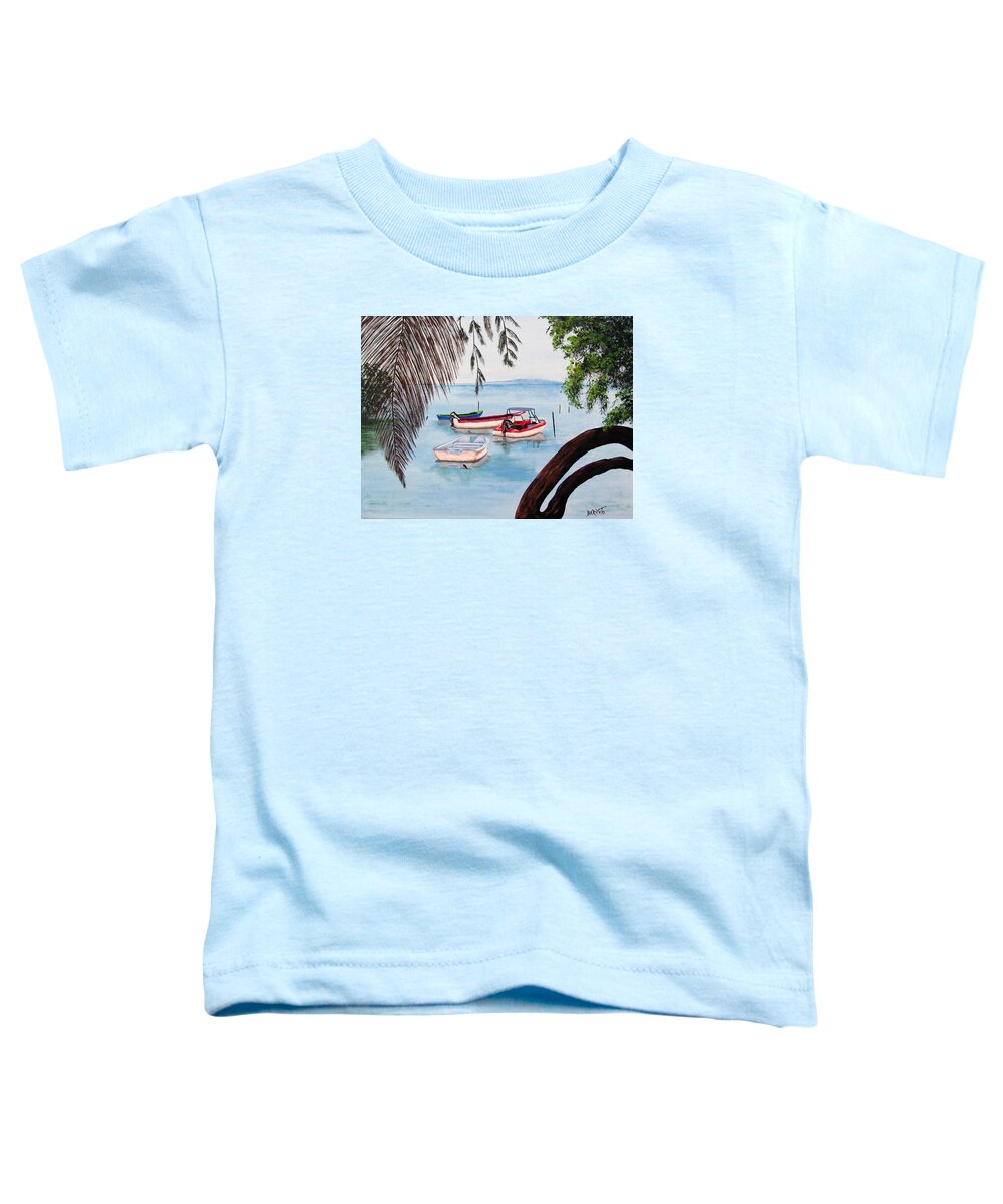 Guanica Toddler T-Shirt featuring the painting Guanica Bay by Gloria E Barreto-Rodriguez