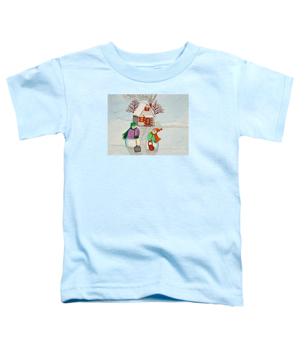 Home Toddler T-Shirt featuring the painting Happy Winter Home by Norma Appleton