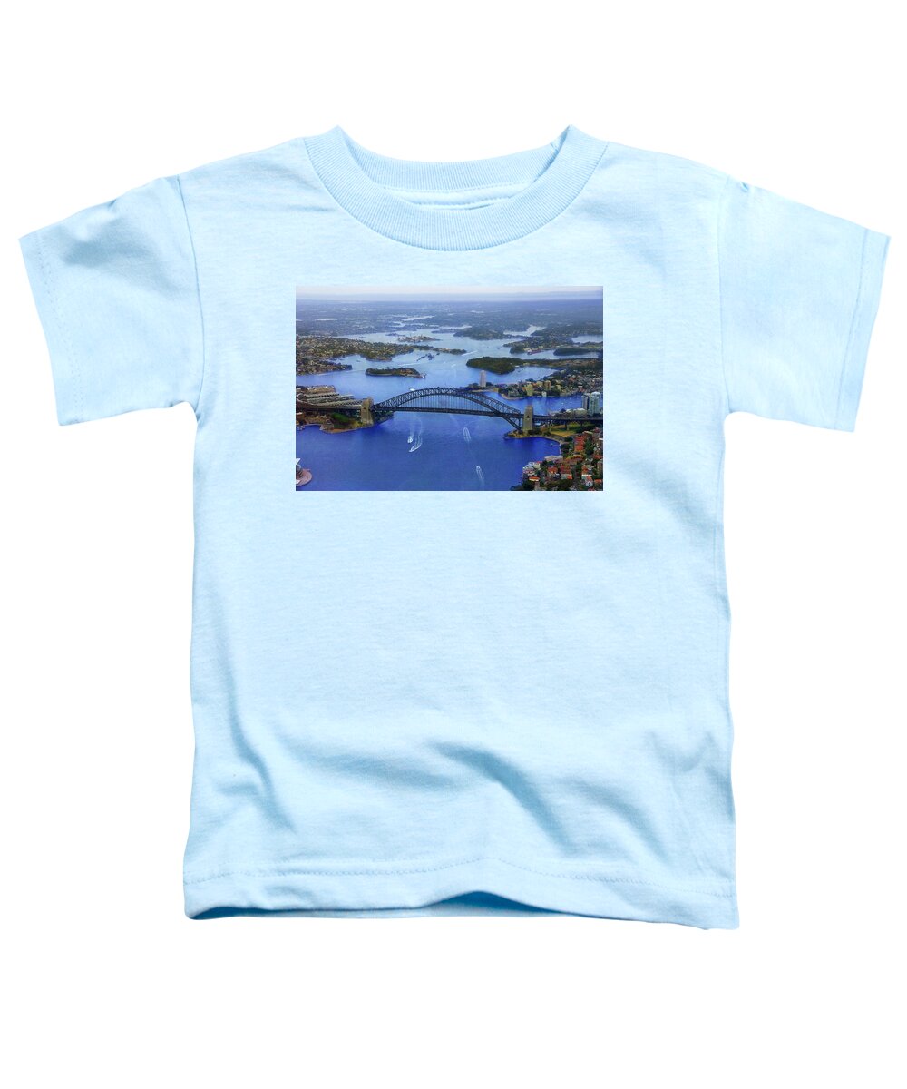 Sydney Toddler T-Shirt featuring the photograph Harbour Bridge From Helicopter Flight by Miroslava Jurcik