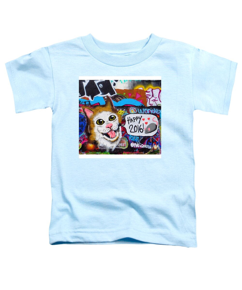 Urbanart Toddler T-Shirt featuring the photograph Have A Catty, I Mean #happy by Austin Tuxedo Cat