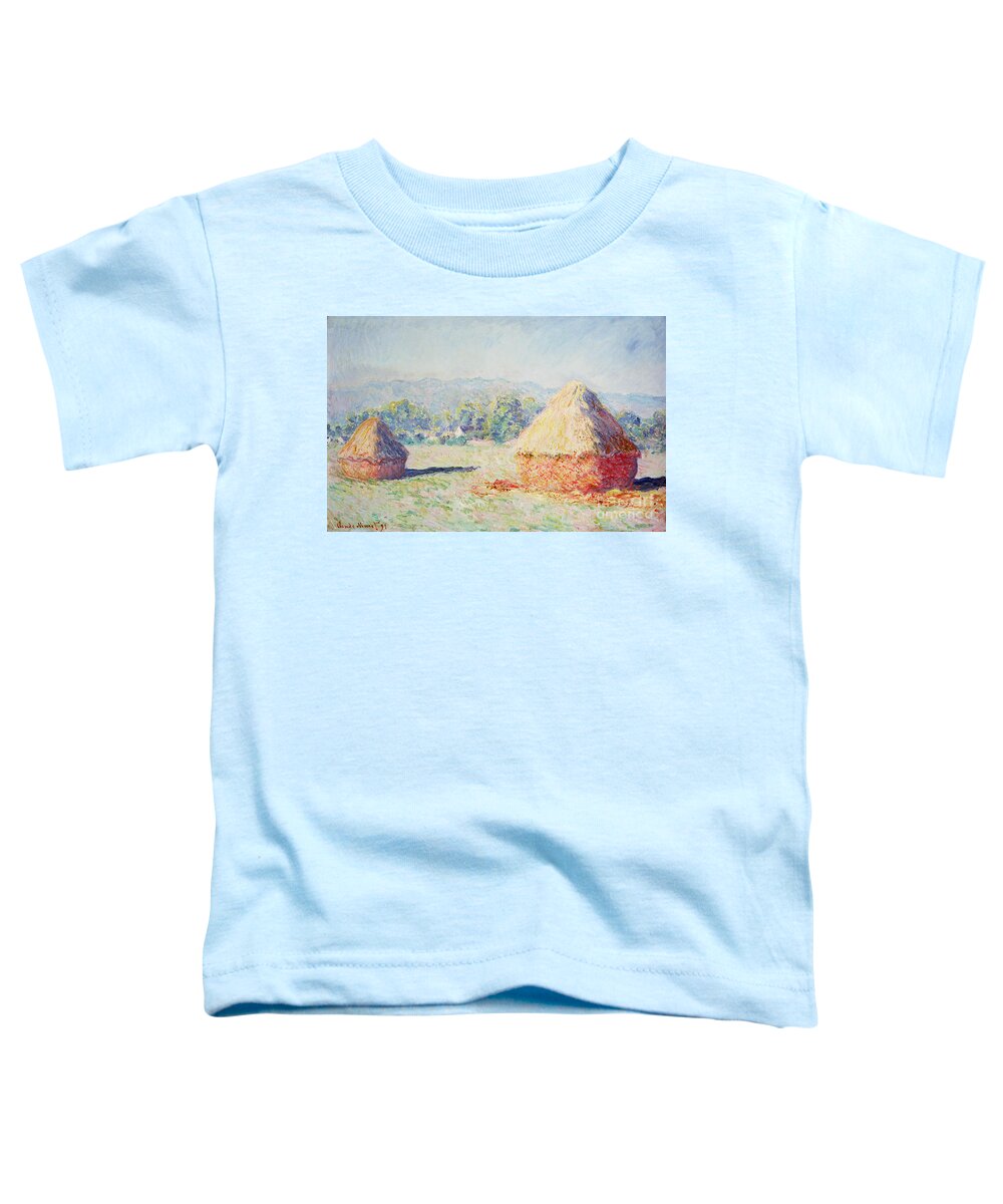 Haystacks Toddler T-Shirt featuring the painting Haystacks in the Sun by Claude Monet