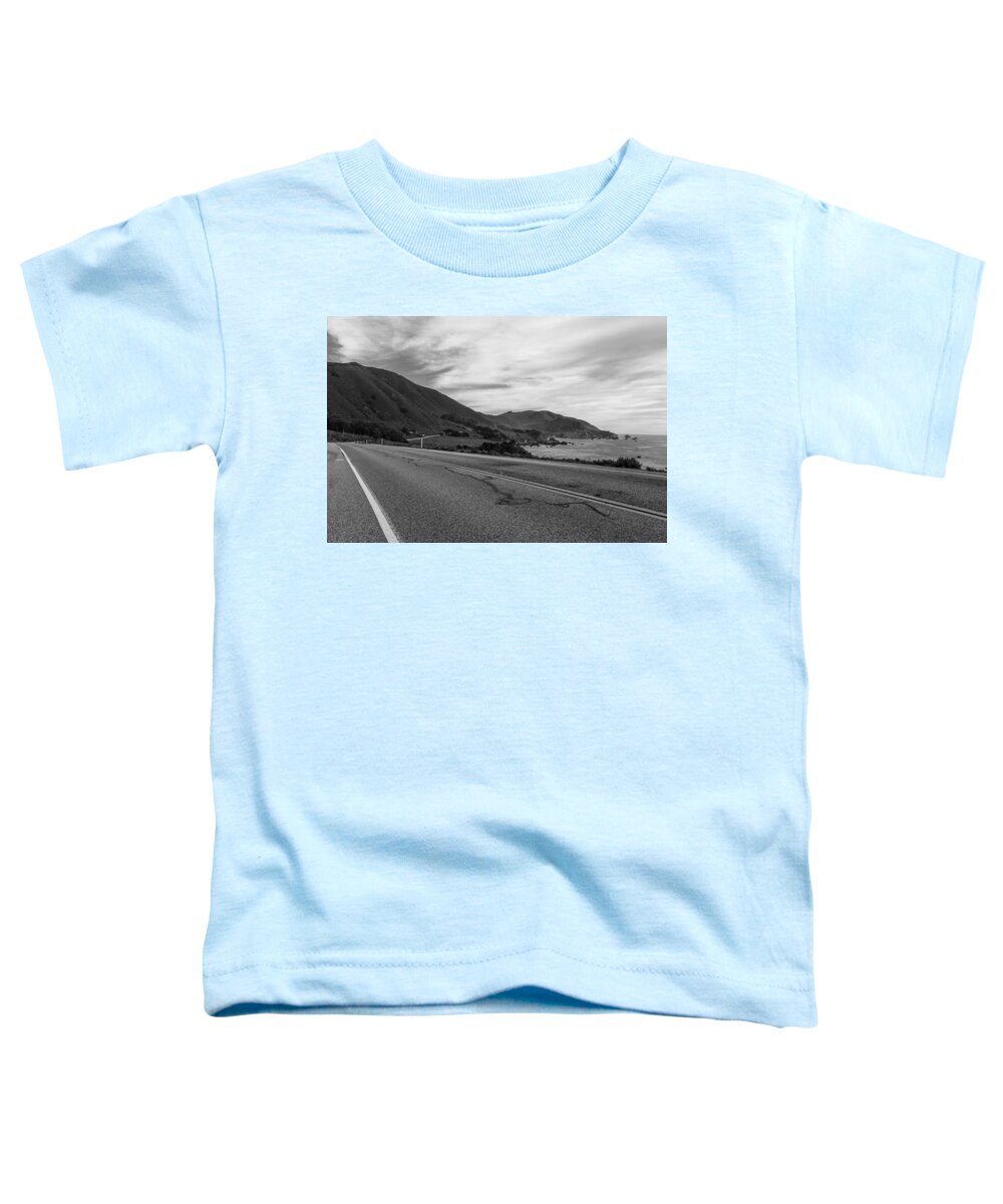 Highway 1 Toddler T-Shirt featuring the photograph Highway 1 Pacific Coast Highway Black and White by John McGraw
