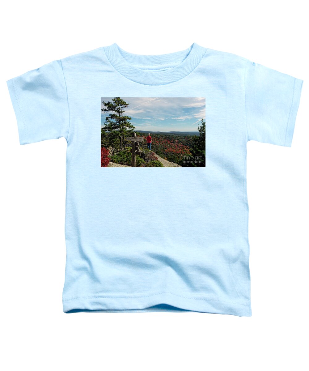 Sign Toddler T-Shirt featuring the photograph Hiker in Acadia National Park by Kevin Shields