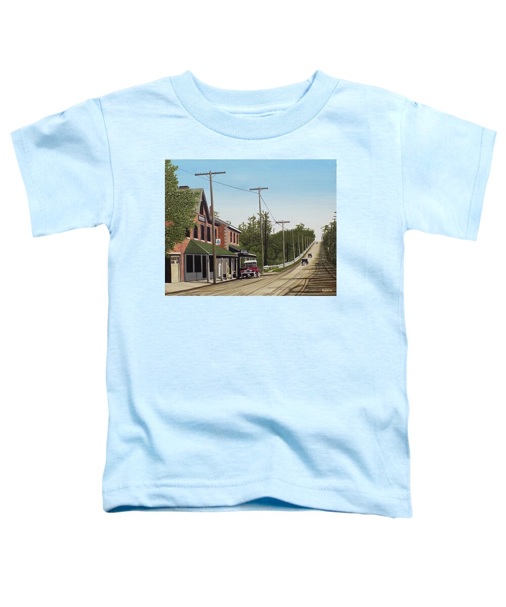 Streetscapes Toddler T-Shirt featuring the painting Hoggs Hollow Toronto 1920 by Kenneth M Kirsch
