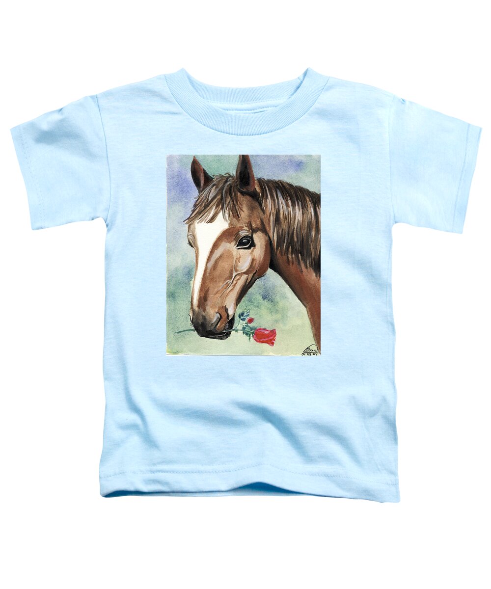Horse Toddler T-Shirt featuring the painting Horse In Love by Alban Dizdari
