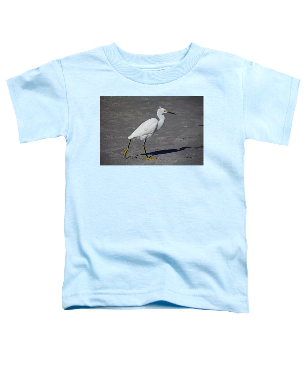 Snowy Egret Toddler T-Shirt featuring the photograph In Cold Pursuit by Michiale Schneider