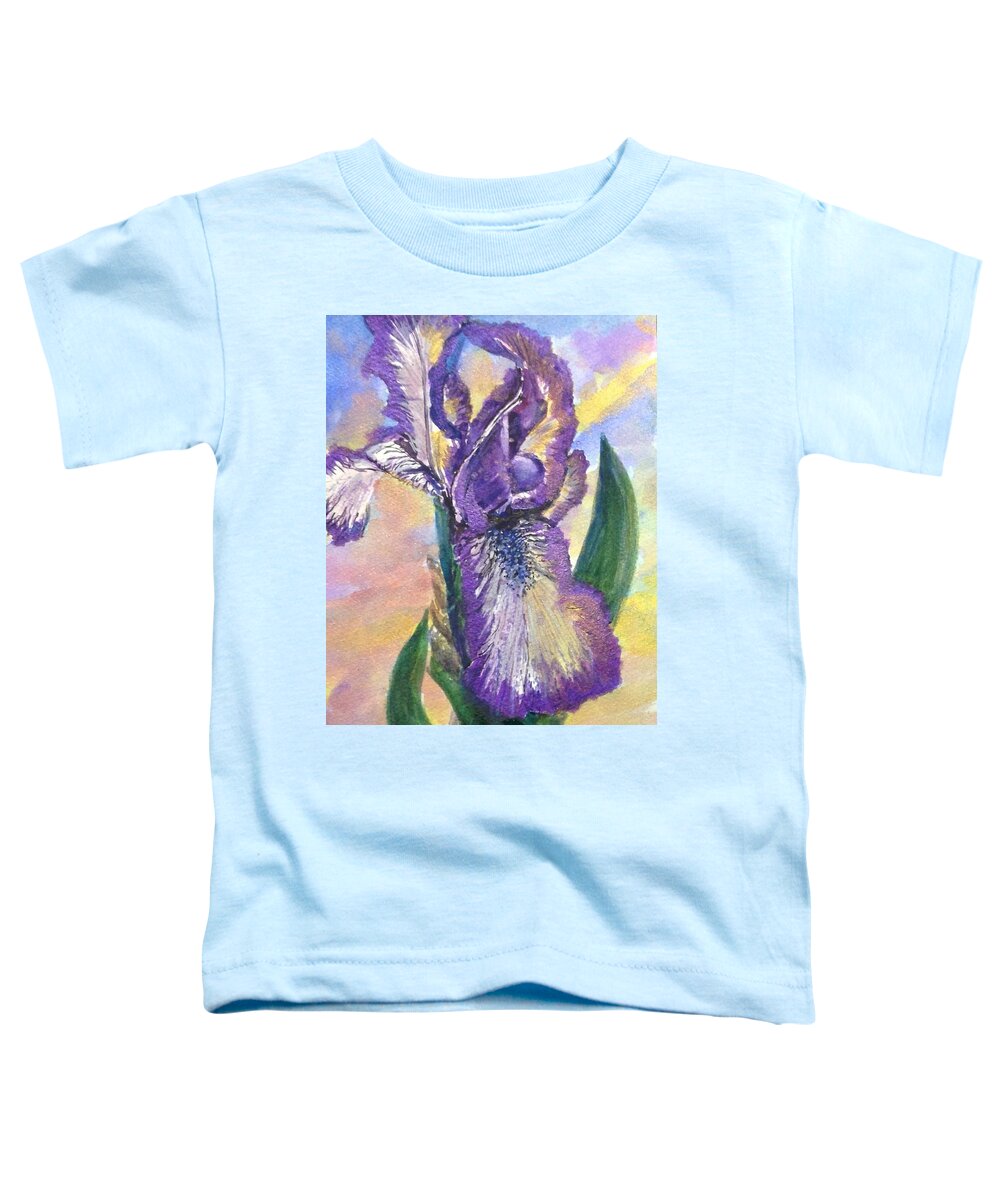 Flower Toddler T-Shirt featuring the painting Iris at Sunset by Cheryl Wallace