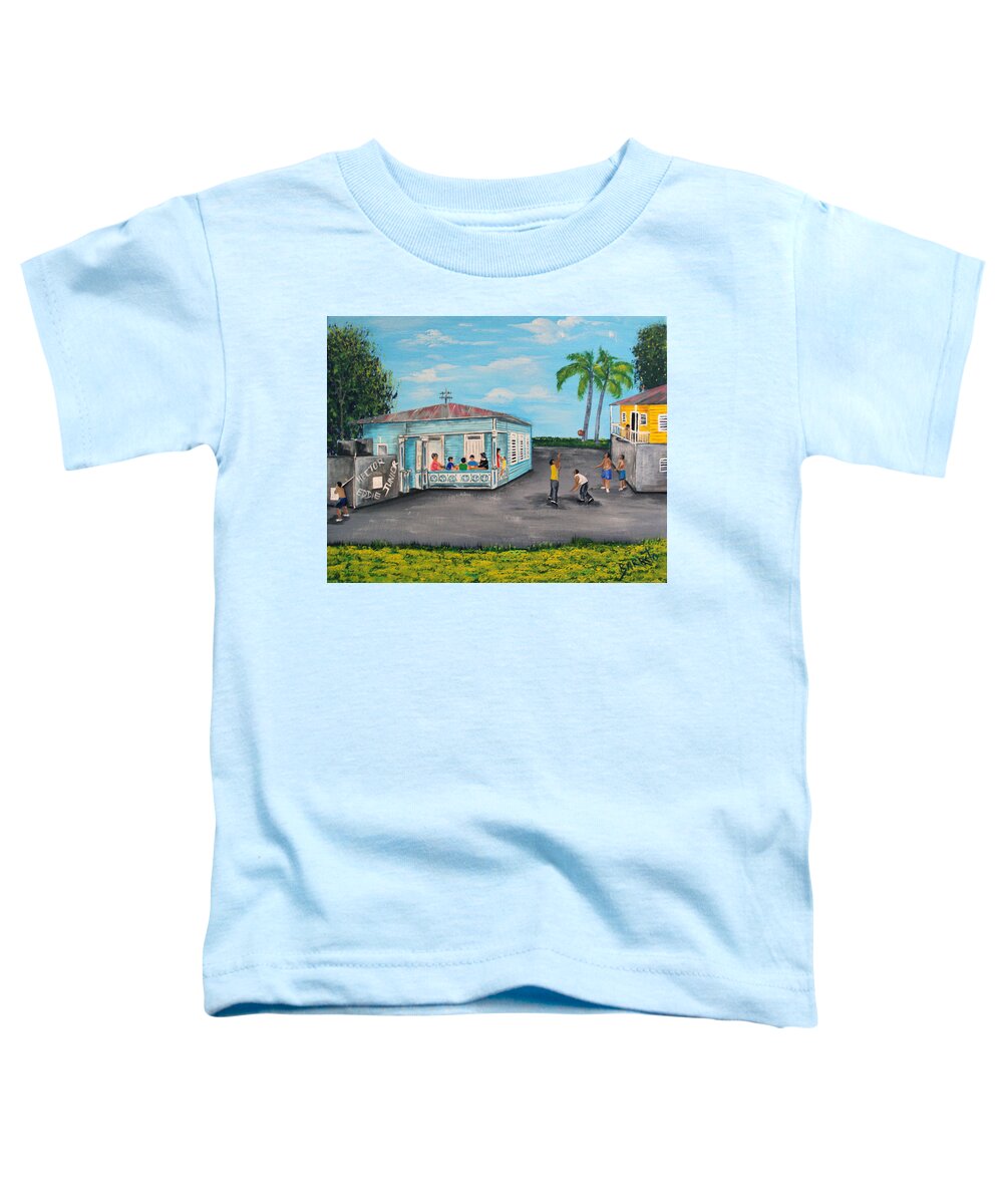 Puerto Rico Toddler T-Shirt featuring the painting Juegos De Mi Infancia by Gloria E Barreto-Rodriguez