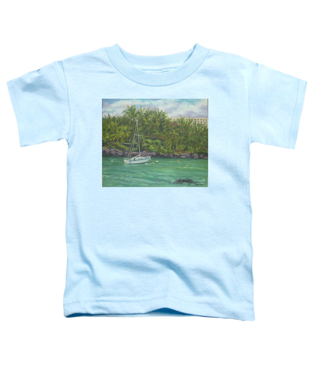Boat Toddler T-Shirt featuring the painting Keauhou Boat by Stan Chraminski