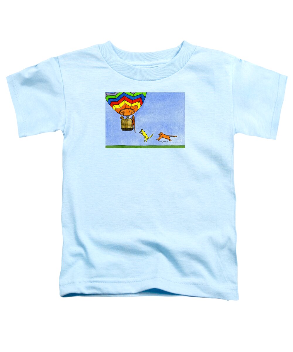 Kitty Toddler T-Shirt featuring the painting Kitty Balloon Ride by Norma Appleton