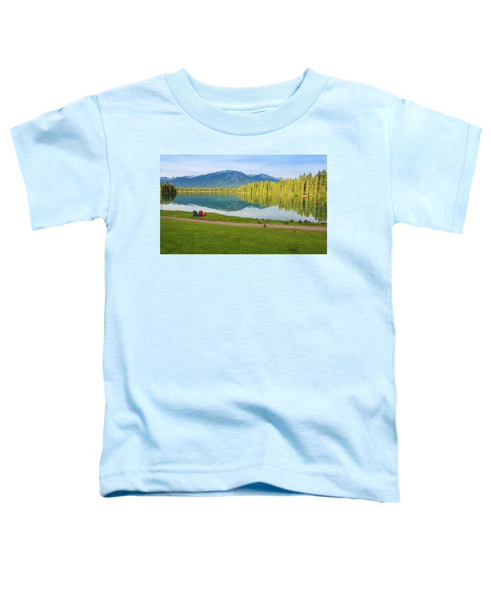 Lake Toddler T-Shirt featuring the photograph Lac Beauvert in Jasper National Park, Alberta, Canada by Ami Parikh