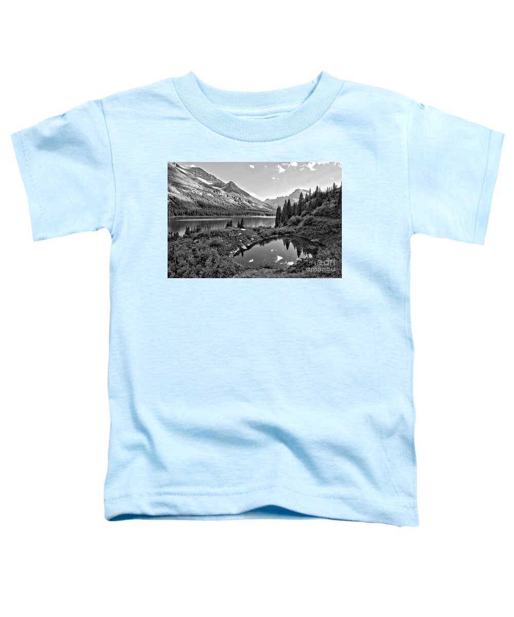Josephine Toddler T-Shirt featuring the photograph Lake Josephine Summer Sunset Black And White by Adam Jewell