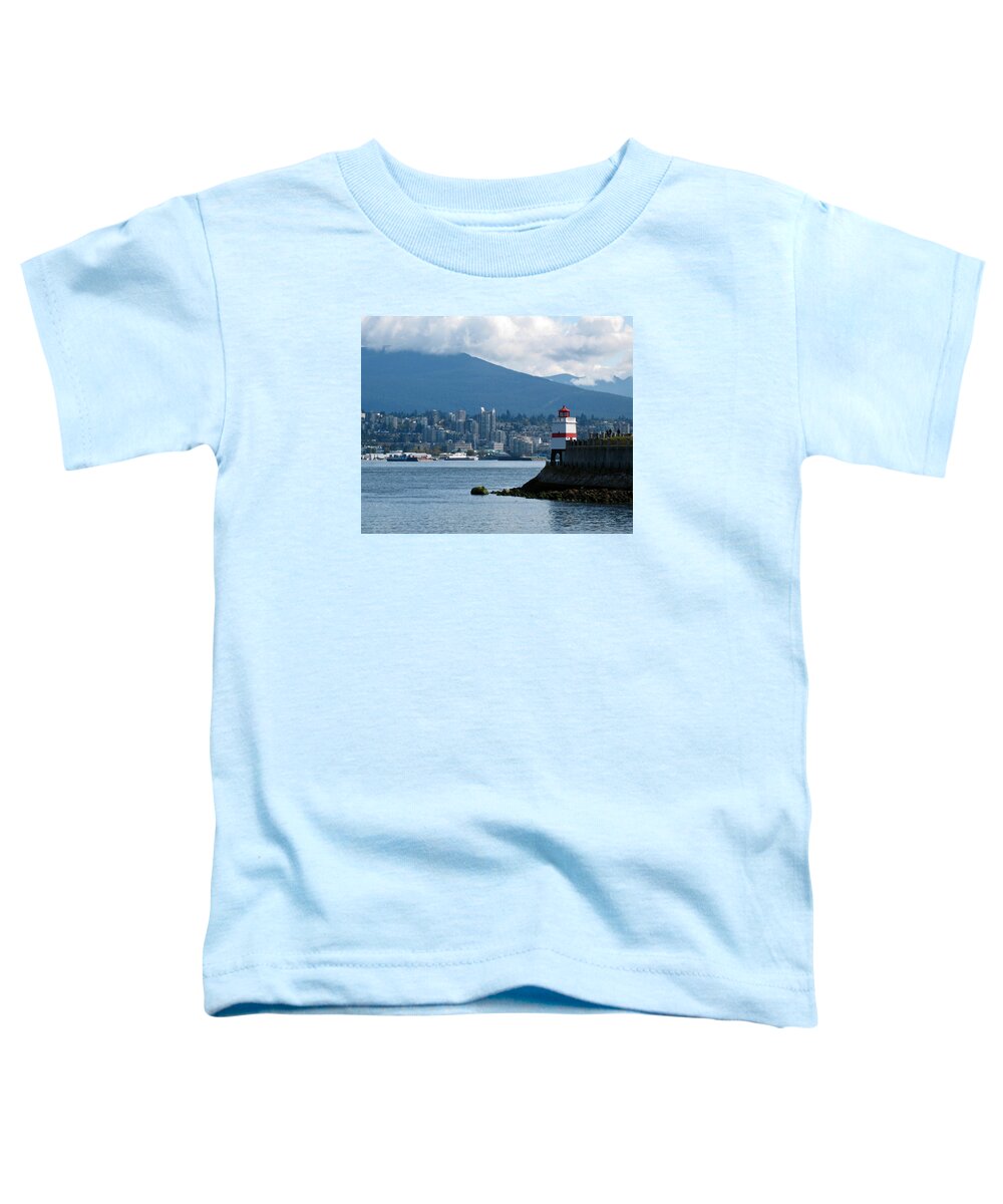 Lighthouse Toddler T-Shirt featuring the photograph Lighthouse at Brockton Point 2 by Connie Fox