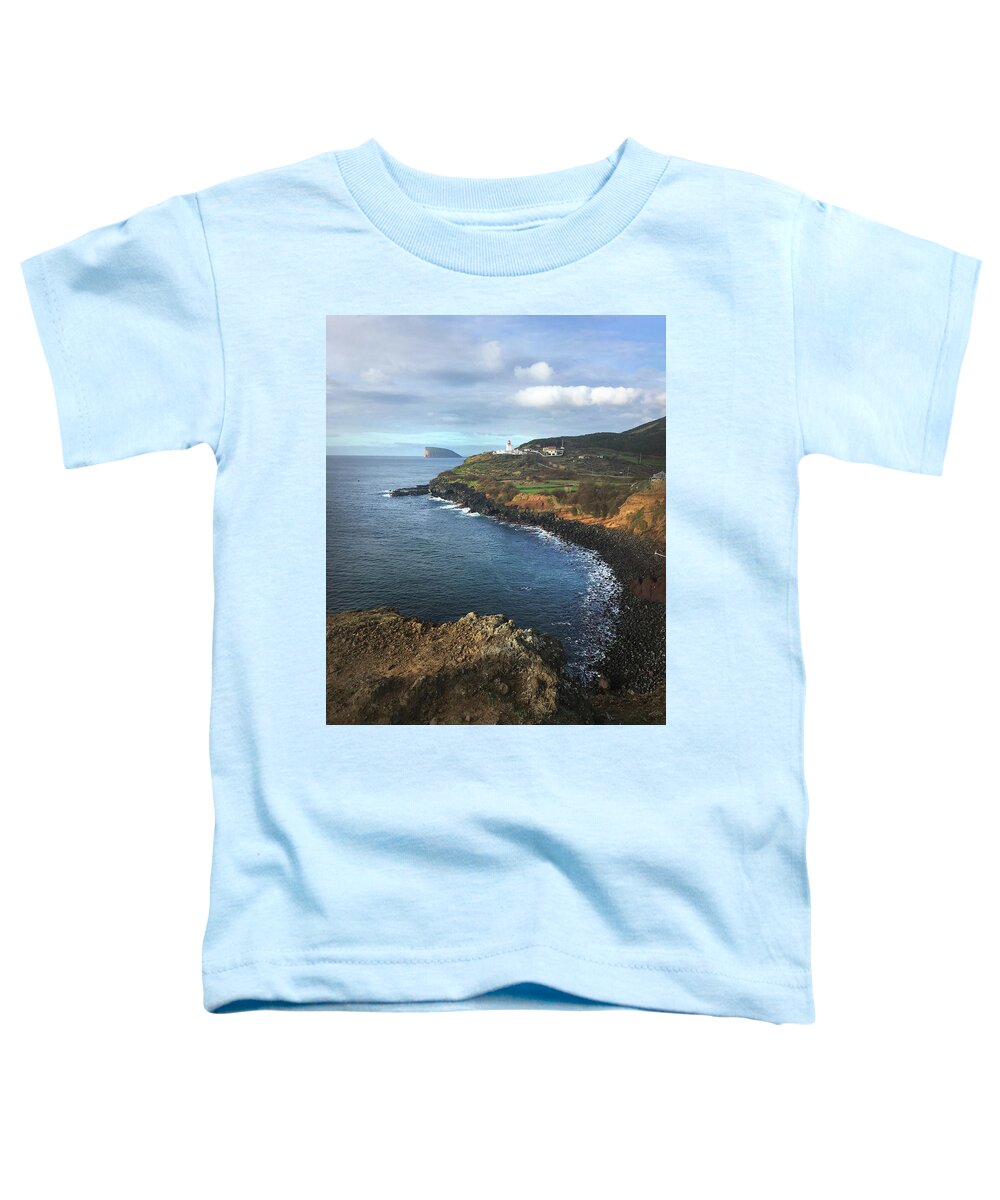 Kelly Hazel Toddler T-Shirt featuring the photograph Lighthouse on Terceira by Kelly Hazel