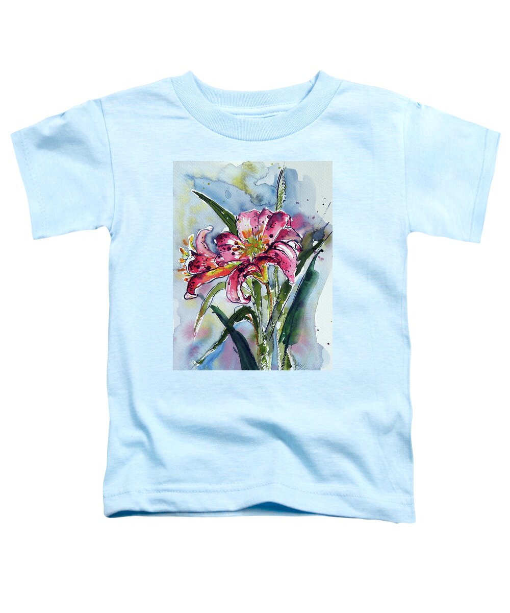 Flower Toddler T-Shirt featuring the painting Lilly by Kovacs Anna Brigitta
